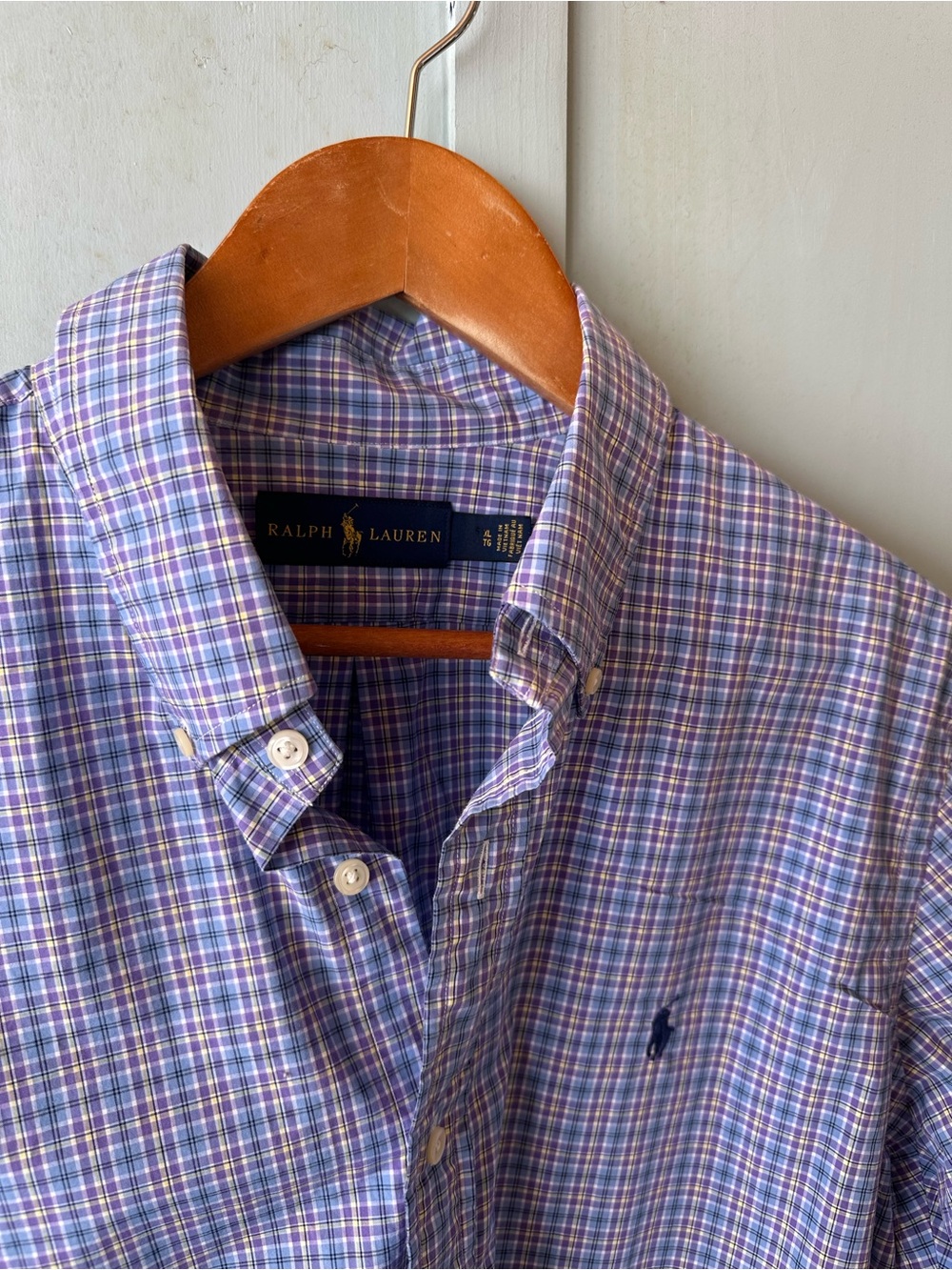 Polo by Ralph Lauren Blue and Lavender Check Button-Down Shirt - Picture 4 of 9